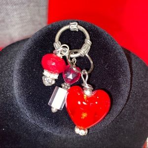 Unique red beads/rhinestones/hearts pendant